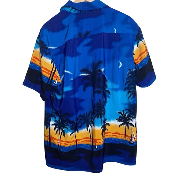Vtg Kennington Mens Shirt Blue Large Button Up Hawaiian Beach California Island - Picture 3 of 7